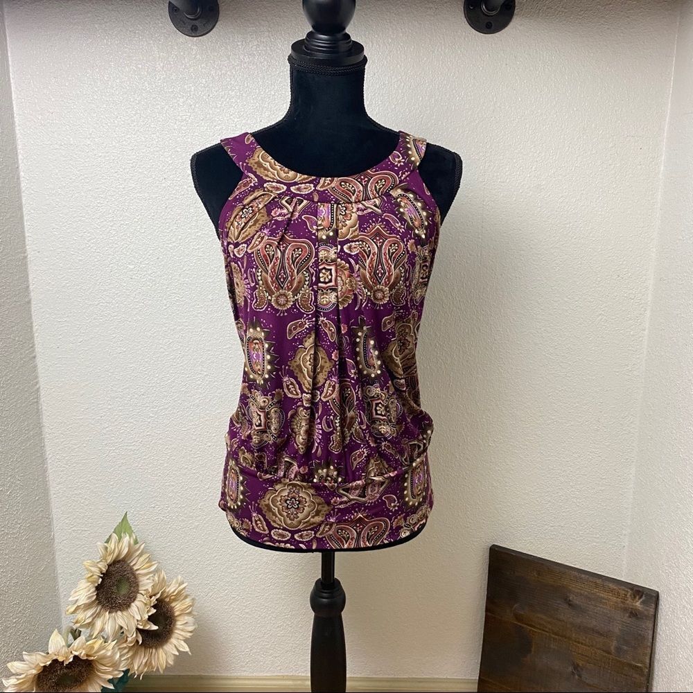 Dressy Relaxed Fit Paisley Tank Blouse